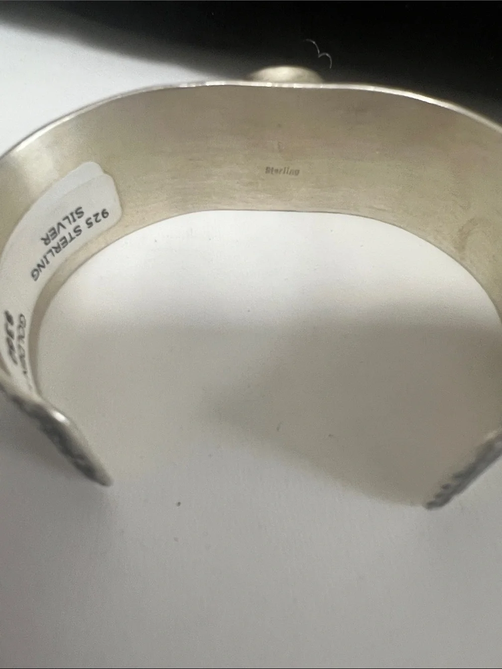Sterling silver Hammered Cuff Bracelet with golden hills Turquoise Stone - Blue
